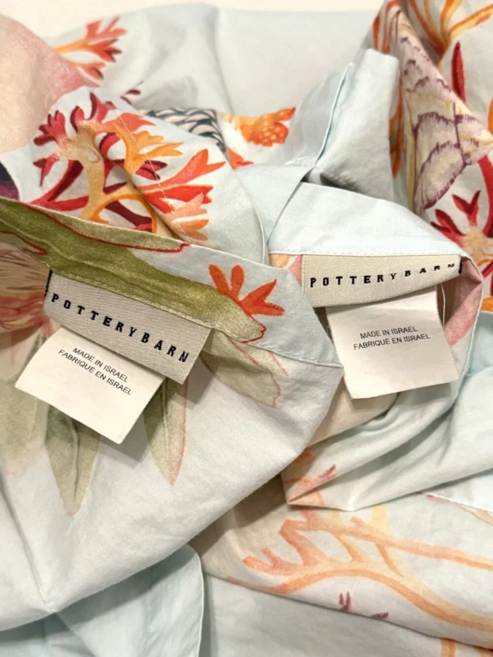 Pottery Barn Atlantic Seashells Ocean Sea Life EURO Pillow Shams X2 Nautical